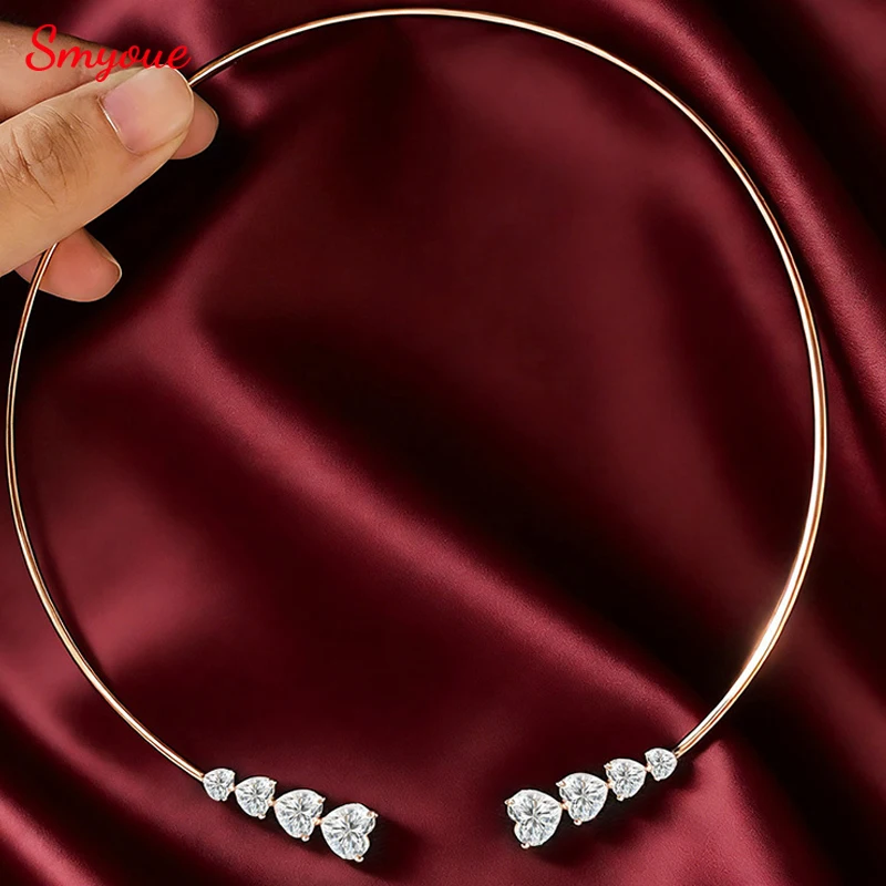 

Smyoue Heart Cut 18k Plated Moissanite Necklace for Women Pendant Gradient Gems Sparkling Girls Gift Sterling Silver Jewelry