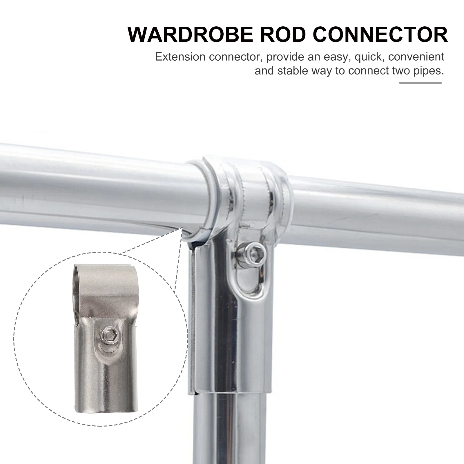 

5Pcs Stainless Steel Wardrobe Connector Rustproof Strong Load Clothes Rail Extension Connector Easy Installation