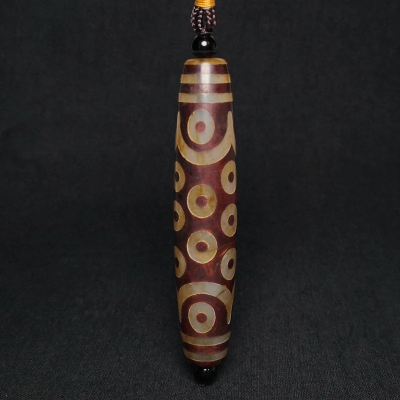 YIZHU CULTUER ART Size 9.8 × 2 cm Old Chinese Tibet Agate eye Bead Necklace Pendant Decoration Collection
