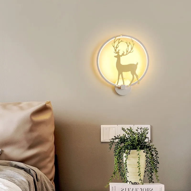 Modern Black & White Mural living room deer background decorative lights led Wall Sconce Bathroom Lighting bedroom bedside lamp