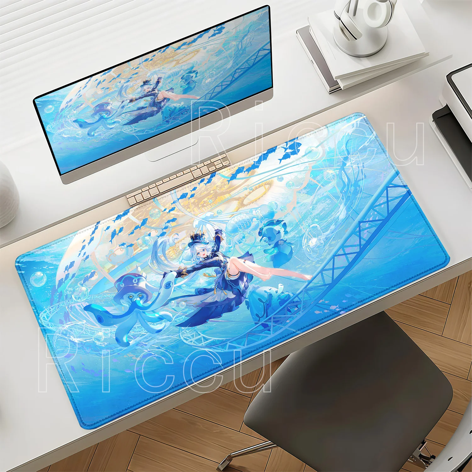 Larger Furina HD Printing Genshin Impact XXL Mousepad Office Anime Girl Carpet PC Keyboard Overlock Mouse Pad Non-slip Desk Mat view 2