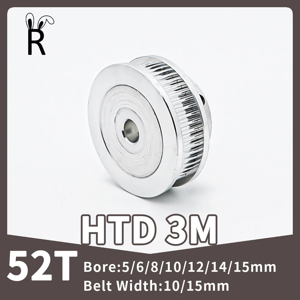 52Teeth HTD 3M Pulley Timing Pulley Synchronous Wheels 52T Bore 5/6/8/10/12/14/15mm Teeth Width 10/15mm 52 Gears 3M Belt Pulley