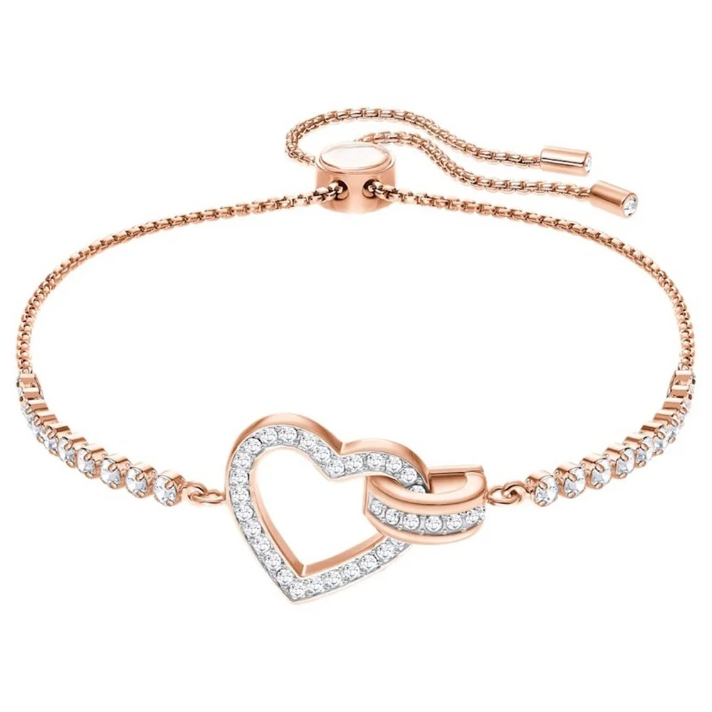 

Браслет с переплетающимися сердечками из розового золота - Сверкающее украшение для повседневной носки