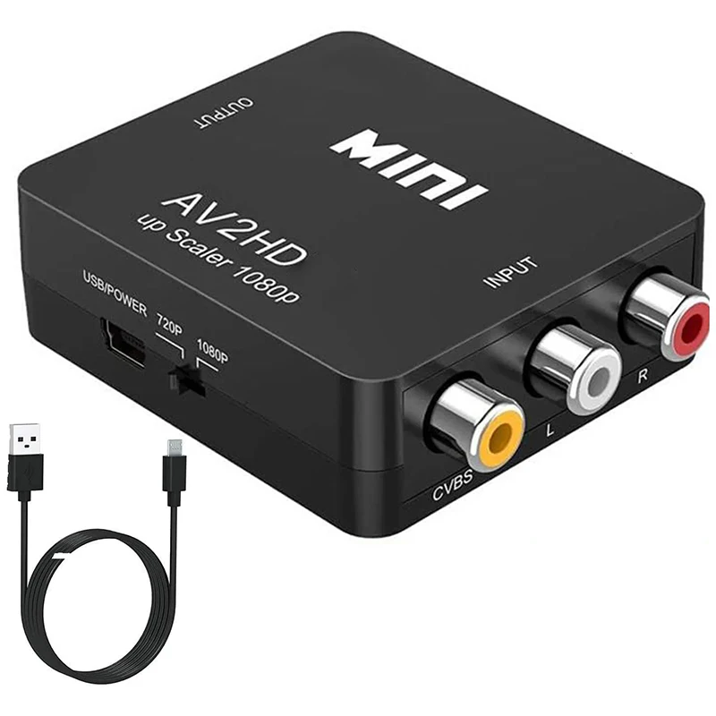 Adapter zgodny z AV na HDMI Konwerter kompozytowy wideo 1080P Kompatybilny z AV2HDMI Konwerter RCA na HDTV CVSB L R Video Scaler