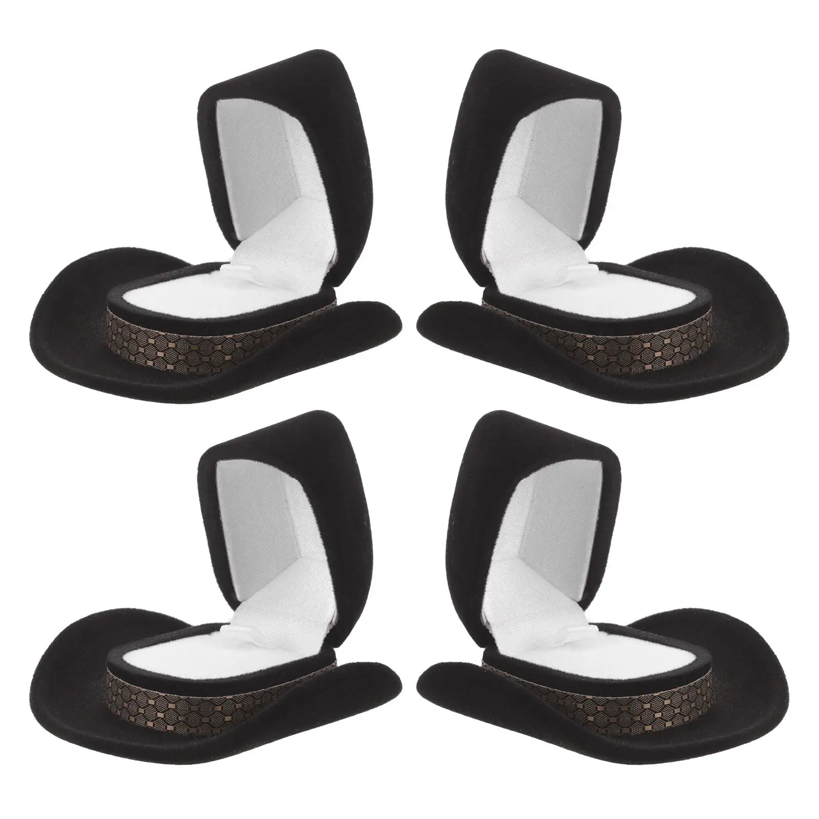 

4Pcs Western Cowboy Hat Jewelry Box Flocking Interior Ring Case Necklace Holder Travel Wedding Gift Organizer Ring Storage Case