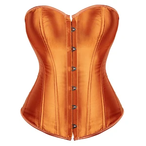 Top-Torschützen für Frauen Satin Corset Plus Größe Vintage Overbust Orange Korsett Burlesque XS-7xl 12 Hauptverkauf Orange Korsett - №4