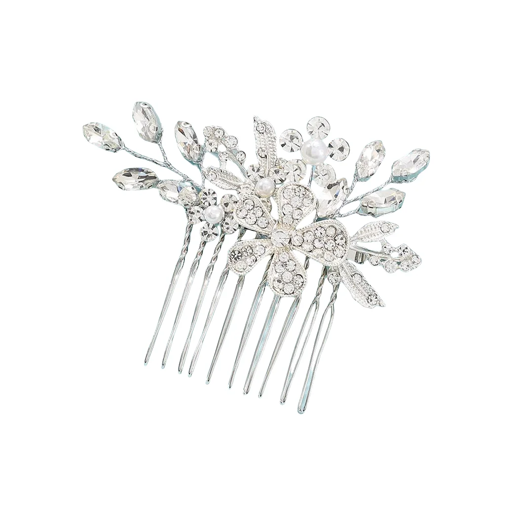 Exquisite Shiny Rhinestones Bridal Head Jewelry Comb White Wedding Hair Comb Handmade Women\'s Jewelry Accessories Banquet