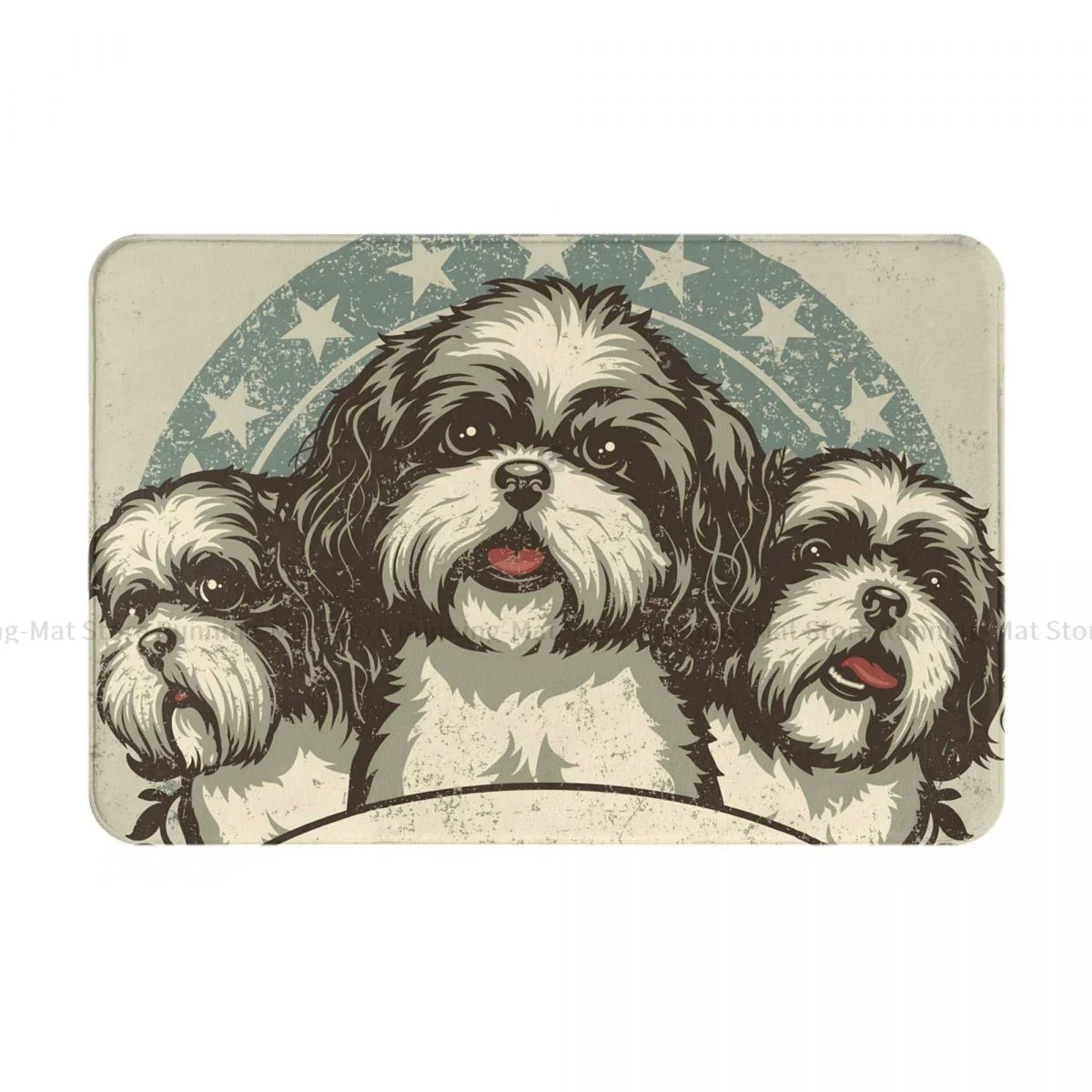 Adorable Shih Tzu Trio Floor Mat - Charming and Comfortable Décor for Pet Lovers, Perfect for Living Rooms and Entrances