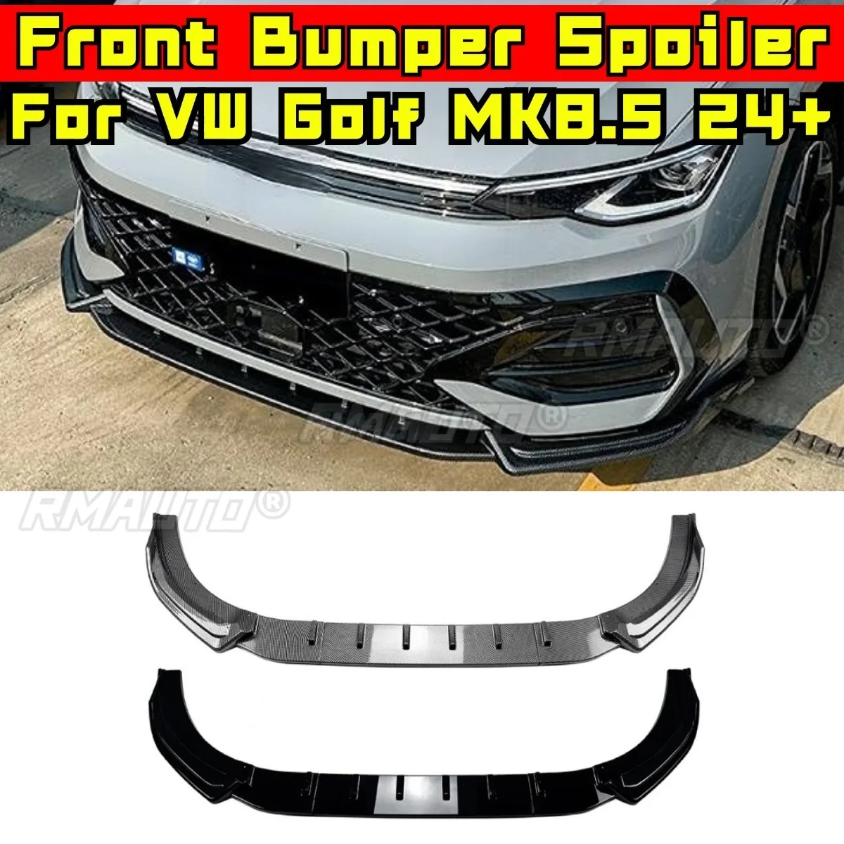 

Car Front Bumper Spoiler Lip Diffuser Modification Part For Volkswagen Golf MK8.5 Rline GTI 2024+ Bumper Guard Protector Cover