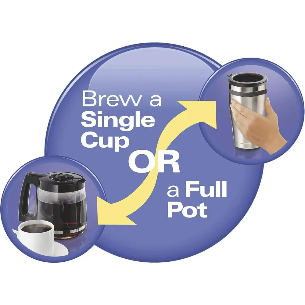 FlexBrew Trio 2-Way Coffee Maker, Compatible with K-Cup Pods or Grounds, Single Serve & Full 12c Pot, Permanent Gold-Tone Filter