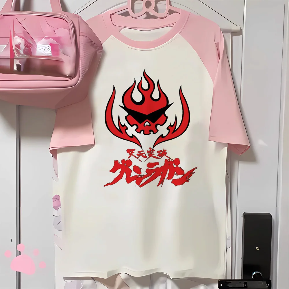 Gurren Lagann top women Japanese manga t shirt female designer streetwear clothing