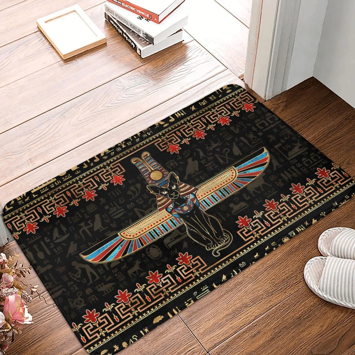 

Bath Mat Egyptian Cat Bastet Doormat Flannel Carpet Balcony Rug Home Decor