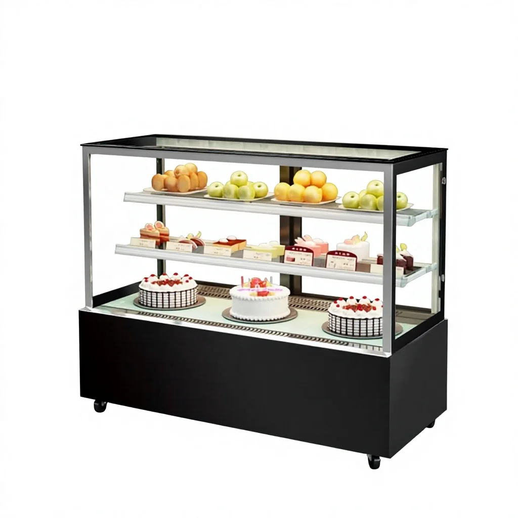 For Commercial 2-Door 304 Stainless Steel Cake Dessert Store Display Refrigerator Defogging Digital/Manual Control Desktop