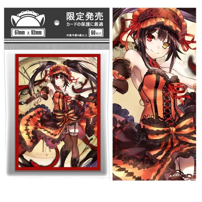 60pcs/Set Cards Sleeves Anime DATE A LIVE Tokisaki Kurumi Self Made Anime Game Characters Collect Protector Album Binder DIY Toy