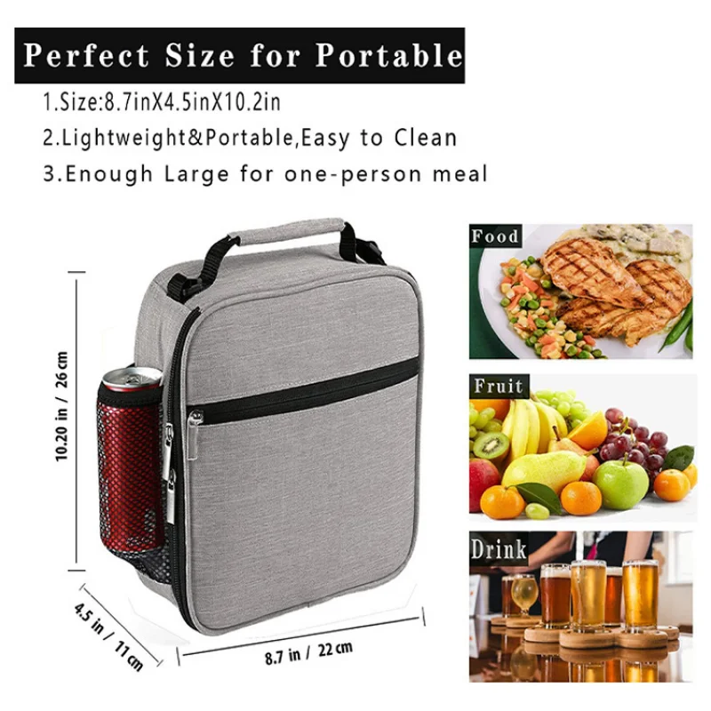 1 pz portatile in tessuto Oxford borsa da pranzo quadrata scatola termica per alimenti durevole impermeabile dispositivo di raffreddamento per