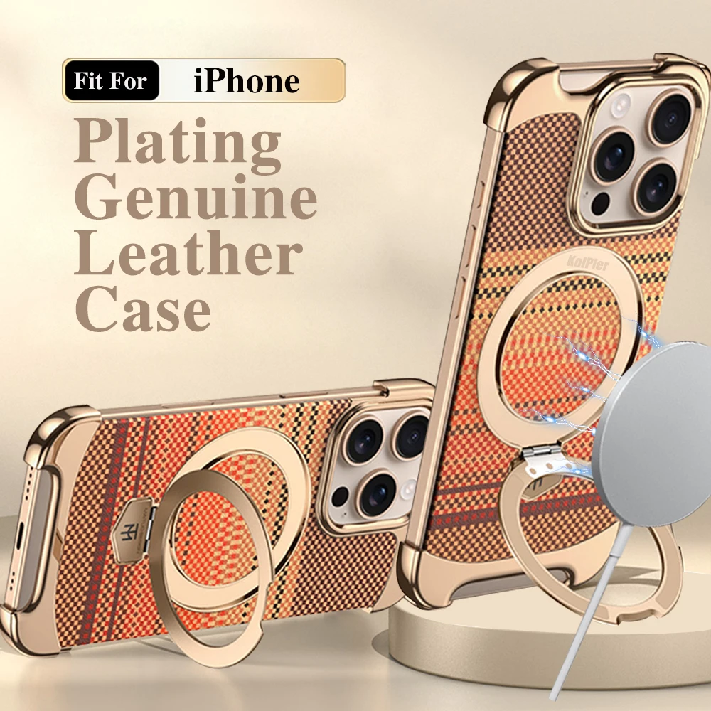 

Роскошный чехол для телефона iPhone 16 PRO MAX 15 14 13, без границ, кожаный чехол с текстурой из углеродного волокна и магнитным кронштейном