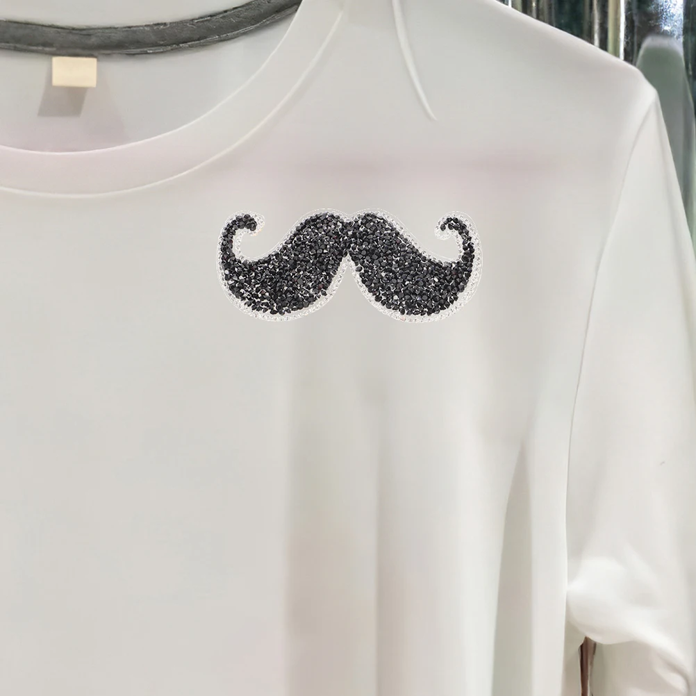 

2pcs Big Bearded Iron On Patches Black Fashion DIY Embroidery Sticker for Clothes Hats Backpacks Men Kids Jeans Jackets