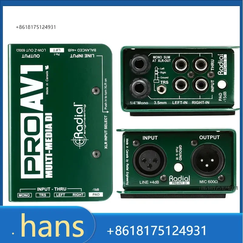 2026 Factory Direct Sales Radial PRO AV1/AV2 Unbalanced RCA to Balanced Guitar Bass Passive Instrument DI Case