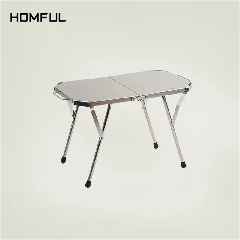 Homful Outdoor Camping Furniture Stainless Steel Portable Adjustable Folding Glamping Camping Picnic TablePopular