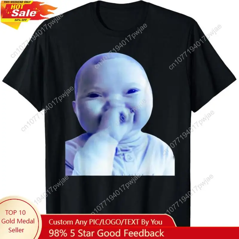 Grappige AI Baby Holding Laugh Meme Virale Trend T-shirt
