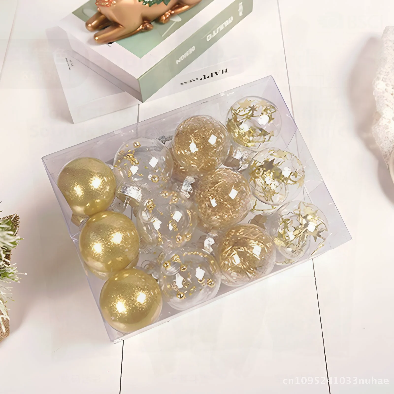 

24 шт. пластиковые рождественские шары украшения 6 см ПВХ золотые красные круглые подвесные акриловые шары для рождественской елки современный минималистский стиль