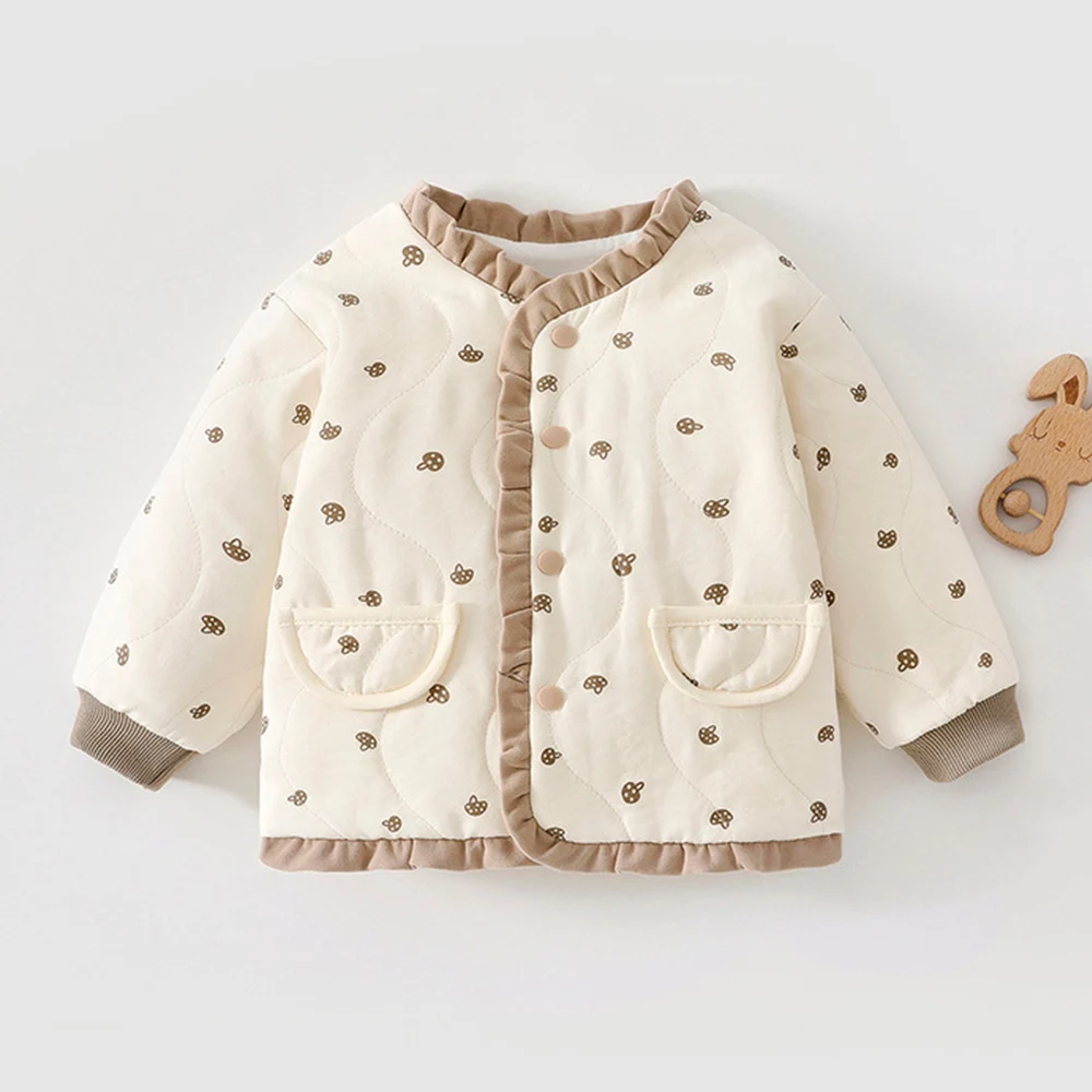 Baby Winter Coats For Girls Quited Thicken Warm Infant Outerwear Clothing Ruffles Fashion Christmas Baby Jackets