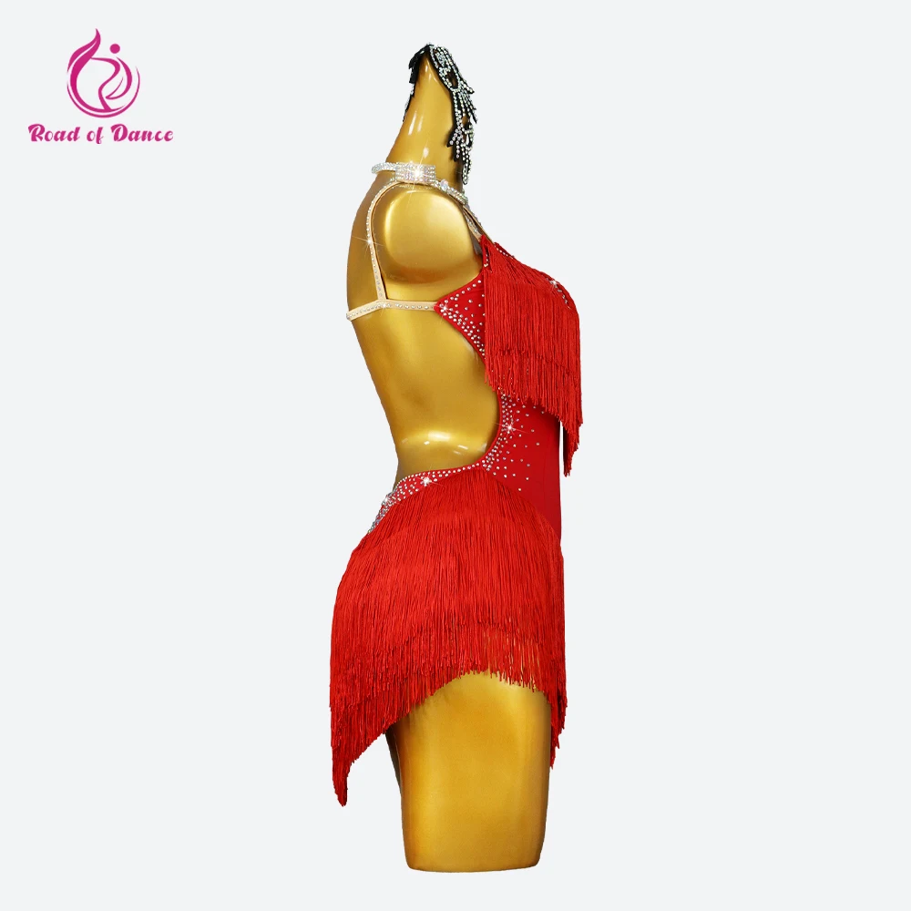 Red Latin Dance Dress 2024 Women Outfits Line Costume Elegant Ball Suit Girls Skirt Sports Clothing Top Kids Wear Party Practice