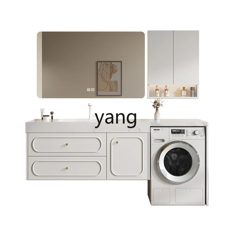 YJQ balcony washing machine integrated cabinet combination rock slab ceramic seamless washbasin washboard bathroom cabinet