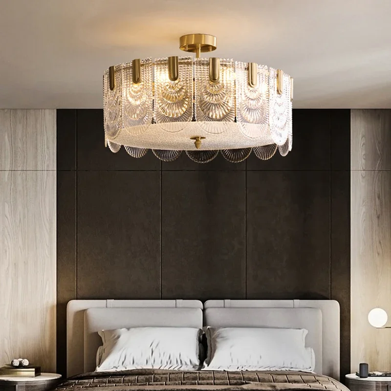 Lampadari in vetro di cristallo di lusso moderno americano LED francese Retro Designer appeso luce Lustre camera da letto soggiorno lampade per sala da pranzo