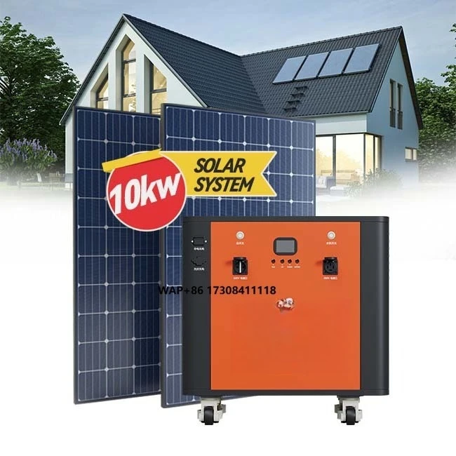 نظام الطاقة الشمسية المنزلي المثبت على الأرض بقدرة 10 كيلو وات مع مساحة تخزين، حزمة كاملة، شحن لاسلكي، سلامة البيئة، تركيب بسيط