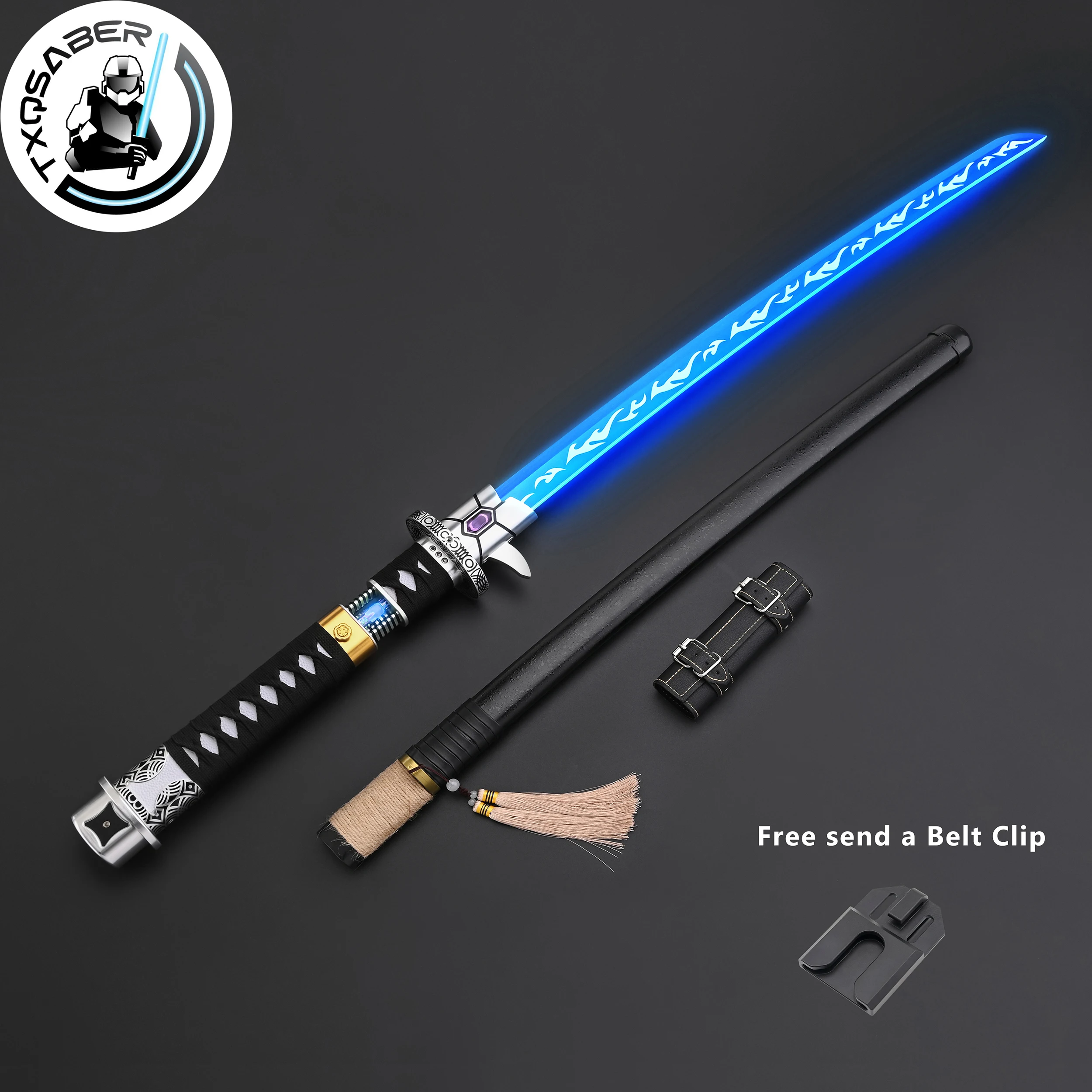 

TXQSABER Lightsaber Dark Katana Crystal Pixel Laser Sword Smooth Swing Blaster FOC Metal Hilt Lightsaber for Adult Cosplay Toys