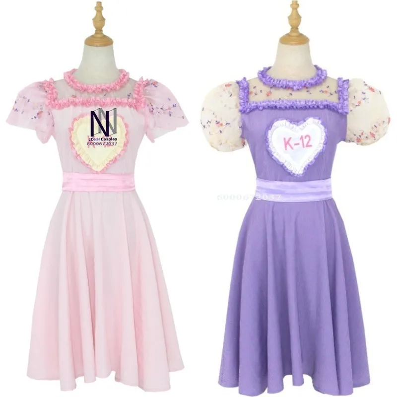 

K-12 Movie Cosplay Costume Full Set - Women's Pink & Purple Dress Uniform for Halloween, Carnivals & Roleplay