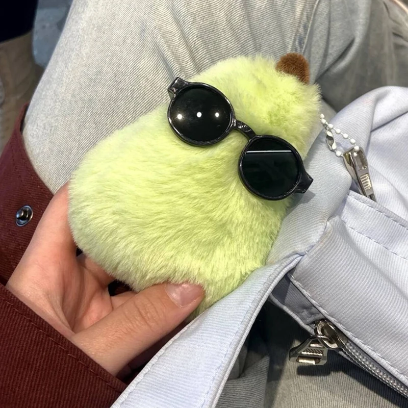 Cute Plush Green Pear Doll Pendant Creative Sunglasses Pear Doll Backpack Pendant Girl Gift