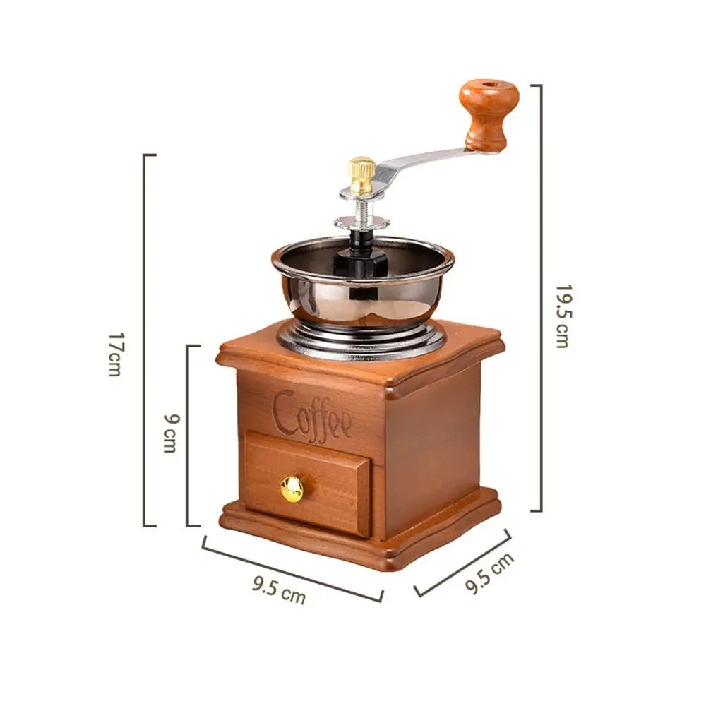 New Vintage Manual Coffee Grinder Mini Wooden Hand Crank Grinders Kitchen Decor DIY Hand Coffee Bean Grinder Classic Coffee - Image 2