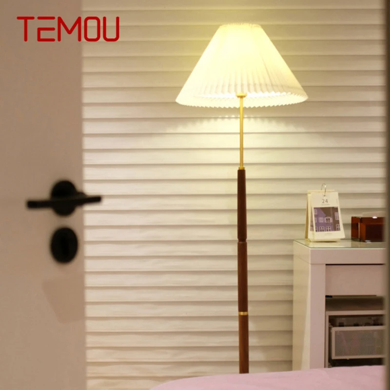 

TEMOU Nordic Retro Floor Lamp Modern Family Living Room Bedroom Golden Creative LED Decorative Standing Light