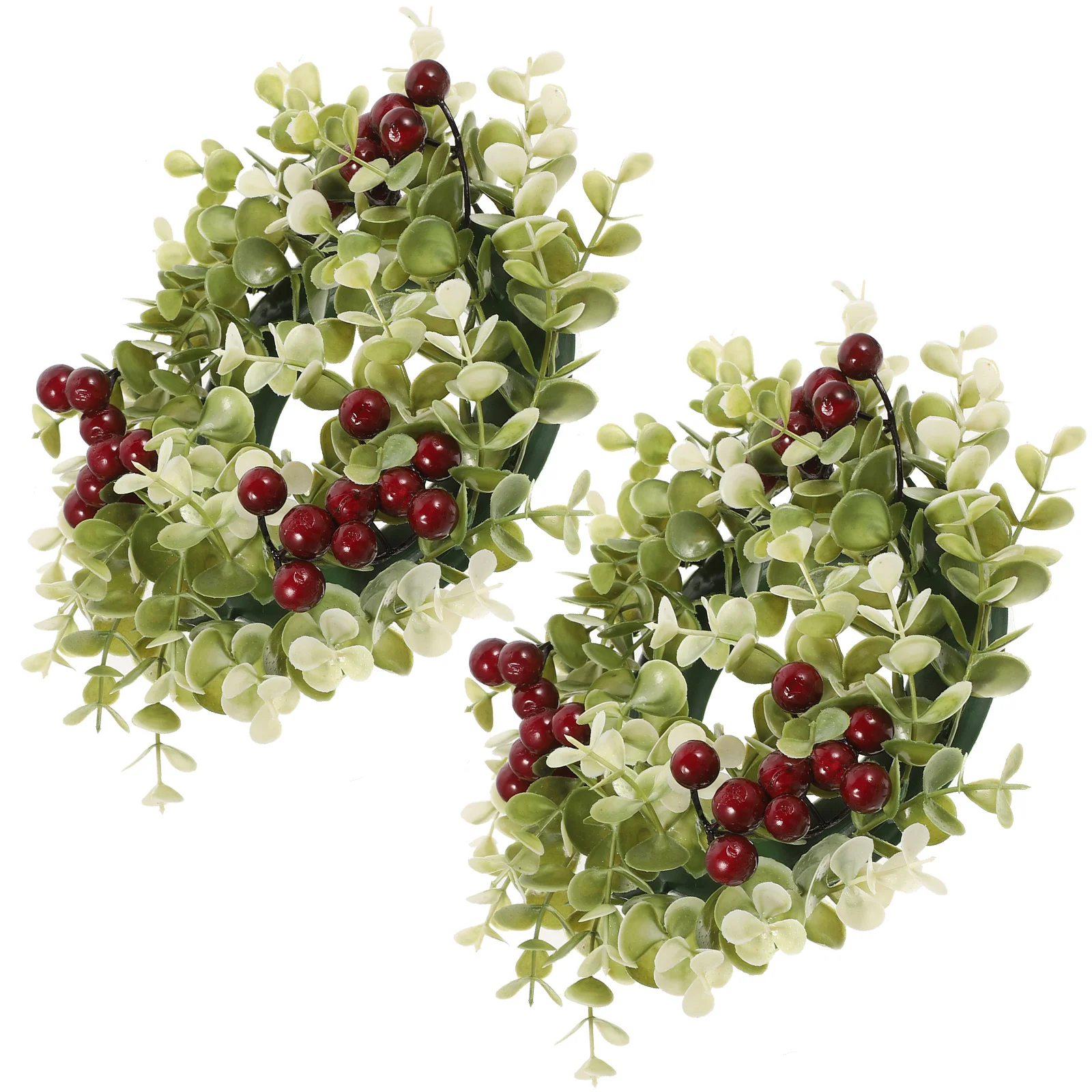 

2Pcs Eucalyptus Leaf Rings Wreath Small Tea Light Pillar Holder Table Party Decor Mini Wreaths Table Wreath