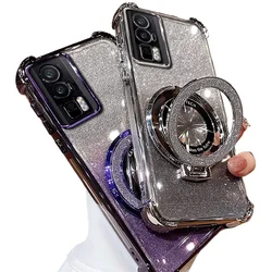Luxury Magnetic Bracket Shockproof Case For Xiaomi POCO X7 X6 F7 F8 Redmi 15 14C 15C Mi 15T 14T 13T Holder Shiny Glitter Cover