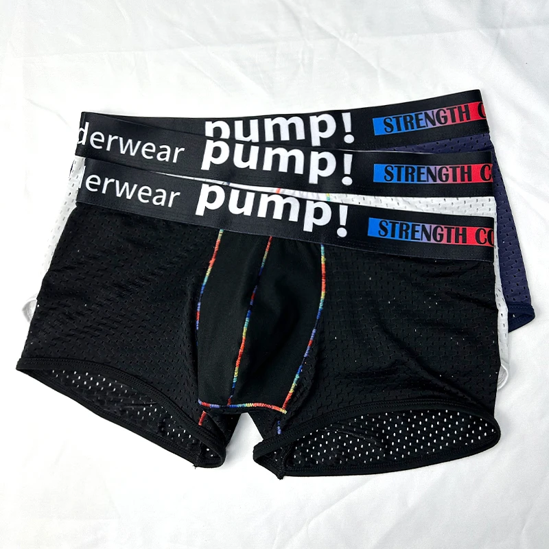 الرجال الملاكم شبكة تنفس مثير الرياضة موضة منخفضة الارتفاع Boxershorts الذكور بلون رجل الموضة السروال جذوع