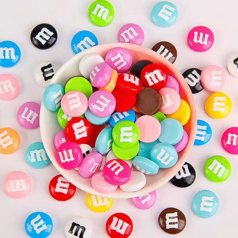 

50 Pieces Mixed Color Resin M&M's DIY Nail Art Accessories, Cream Glue Craft Materials for Decorations