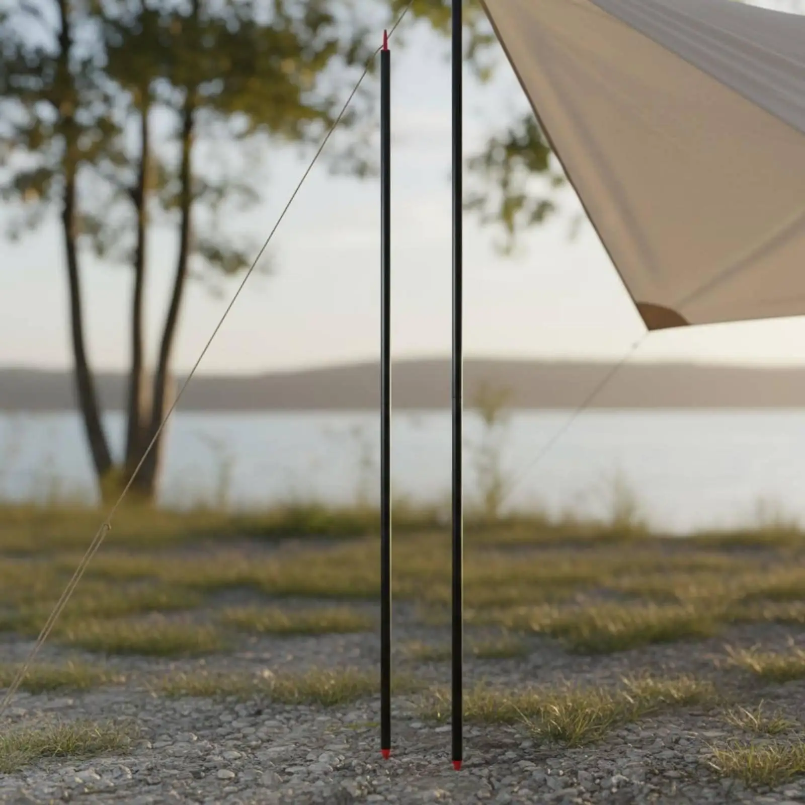 2 Pieces Aluminum Tarp Pole Heavy Duty Aluminum Shelter Pole V-Shaped Tip
