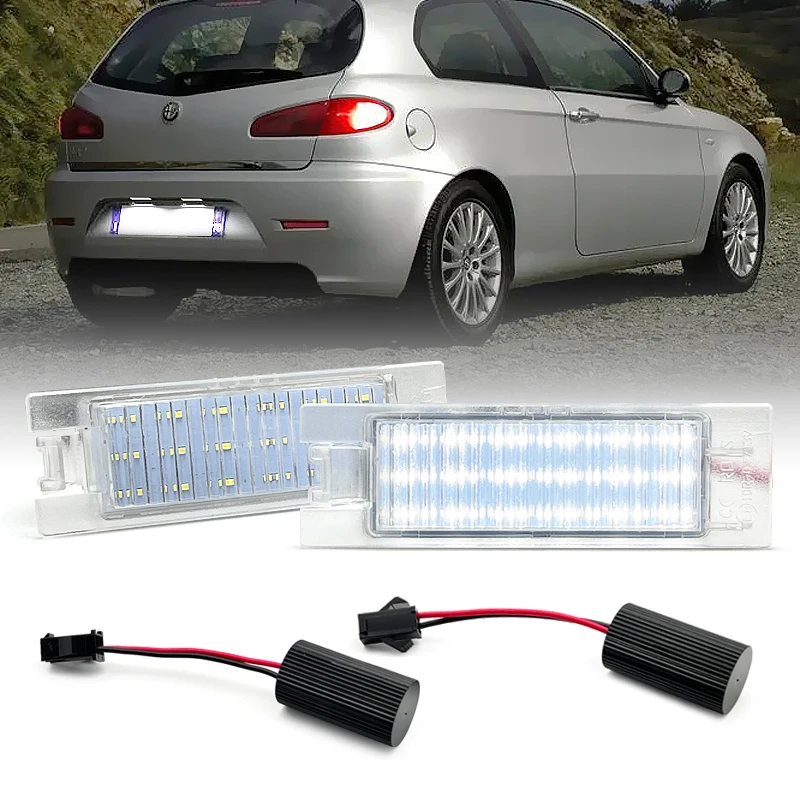 2Pcs For Alfa Romeo 147 156 159 166 Mito GT Spider Brera Fiat Grande Punto Punto White LED Number License Plate Light