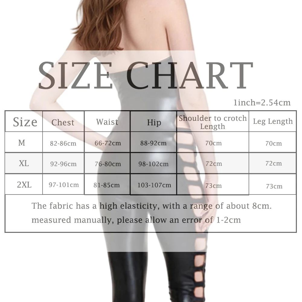 

Women Sexy Side Hollow Out Bodysuit PU Leather Jumpsuits Backless Catsuits Nightclub Dance Party Tight Hot Erotic Ladies Rompers