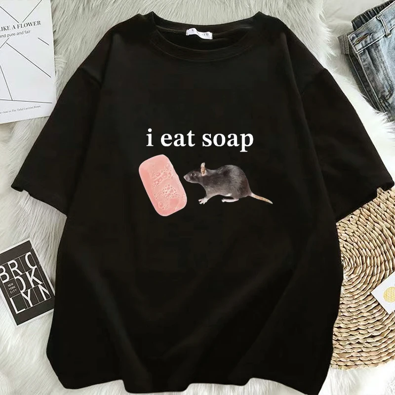 

Women's Funny Meme T-shirt 'I Eat Soap Rate' Retro One-Color Short Sleeve Casual Extra Large Streetwear Fashion Tshirt