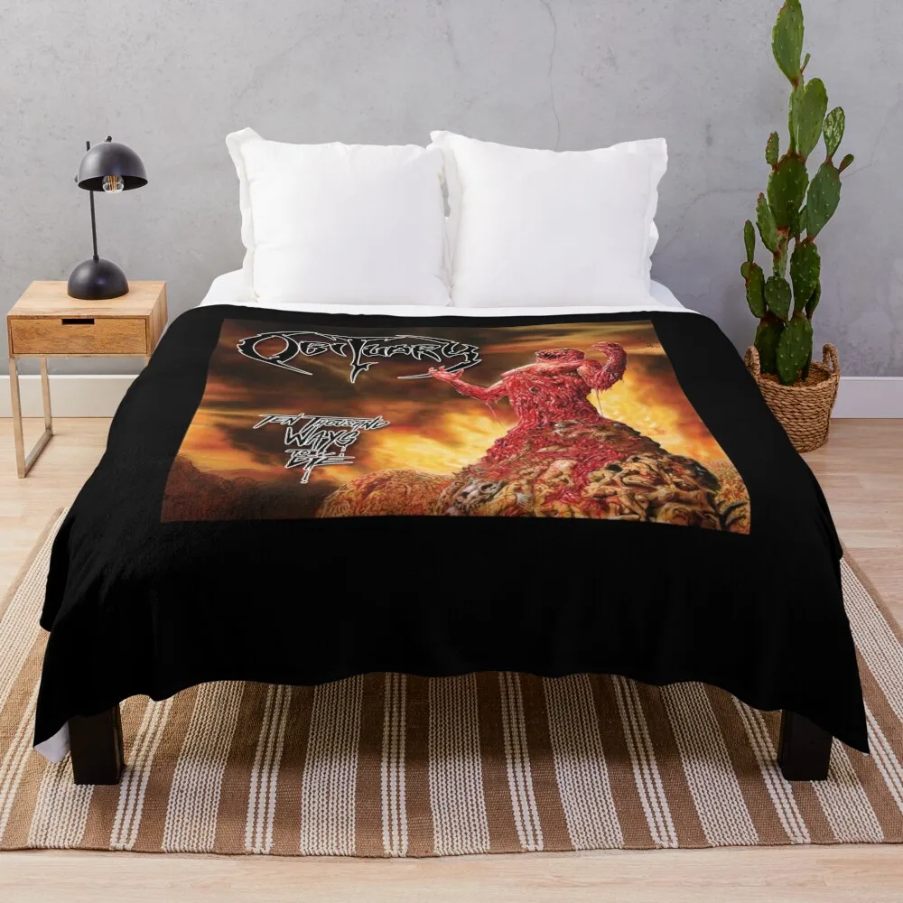 

Obituary Ten Thousand Ways To Die Album Cover Throw Blanket Shaggy valentine gift ideas Blankets