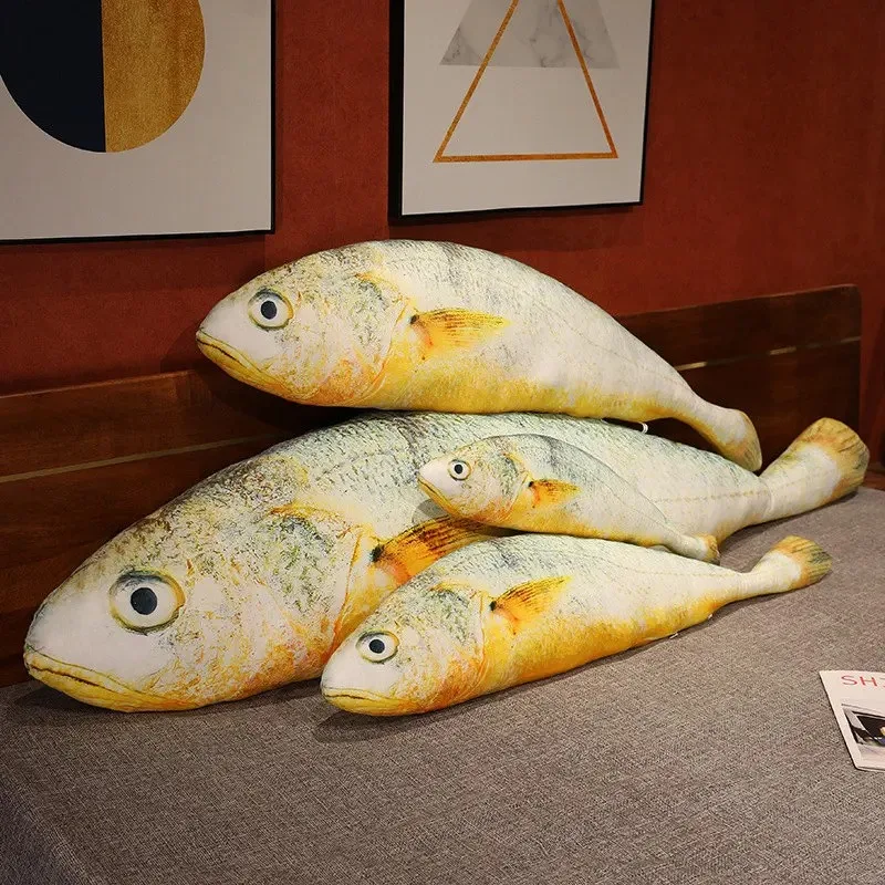 Nuova simulazione grande giallo Croaker giocattoli di peluche bambole di pesce realistiche farcito morbido cuscino di tiro cuscino per dormire decorazione regalo