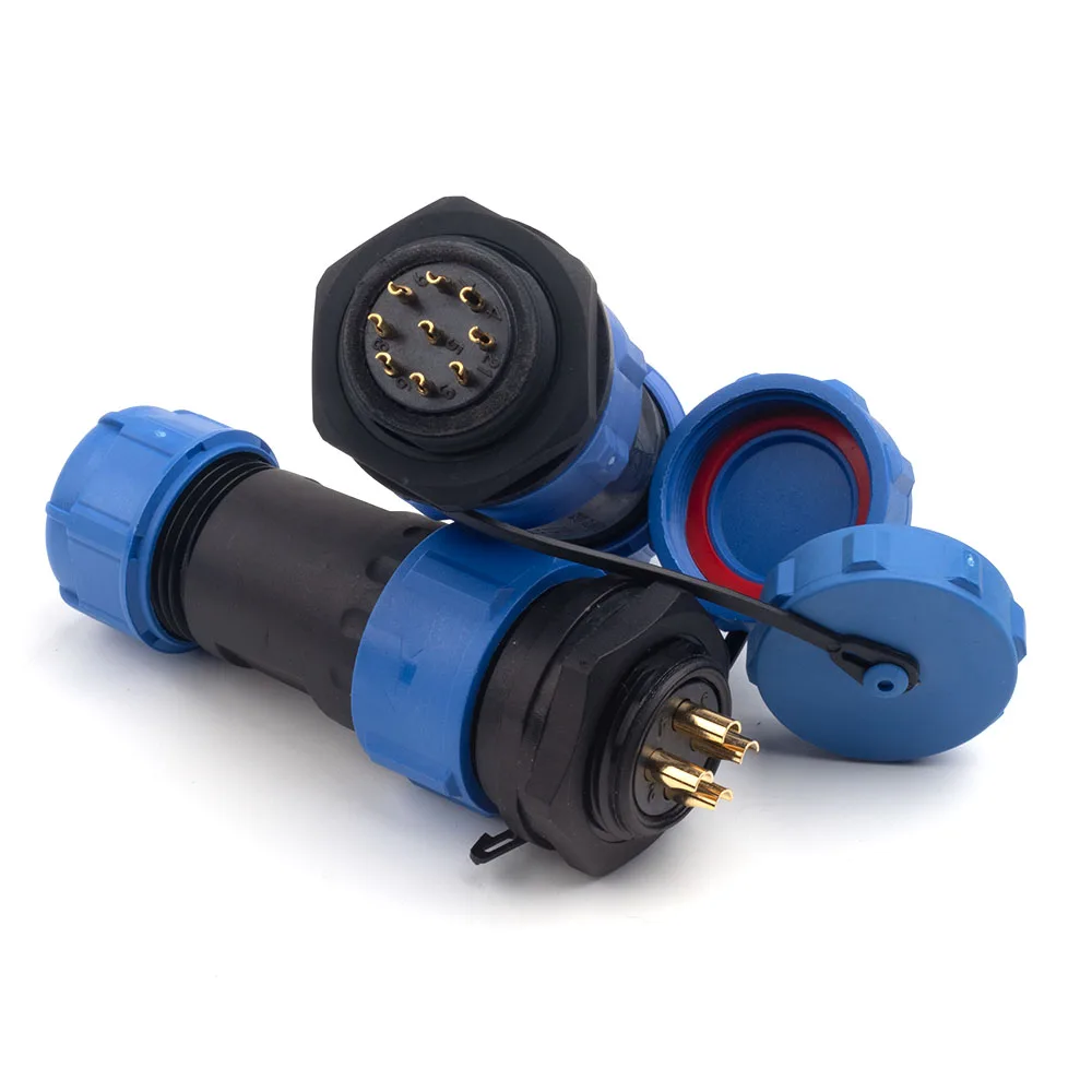 Sp21 Ip68 Waterproof Aviation Connector Outdoor High Power Connectors with Cap No Welding Required Industrial Aviation Plug