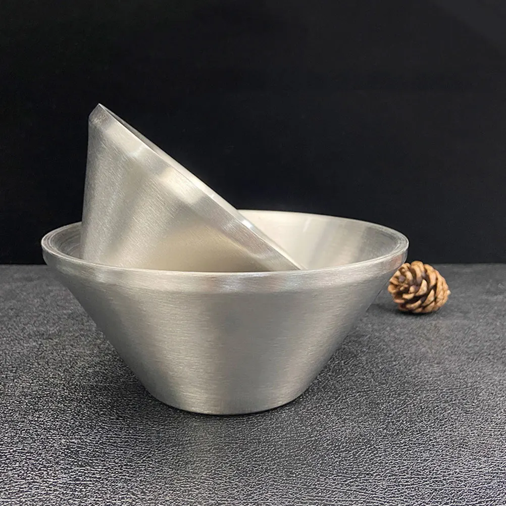 

Insulated Double Layer Insulation Bowl Ramen Bowls Noodle Cooking Silver Toddler