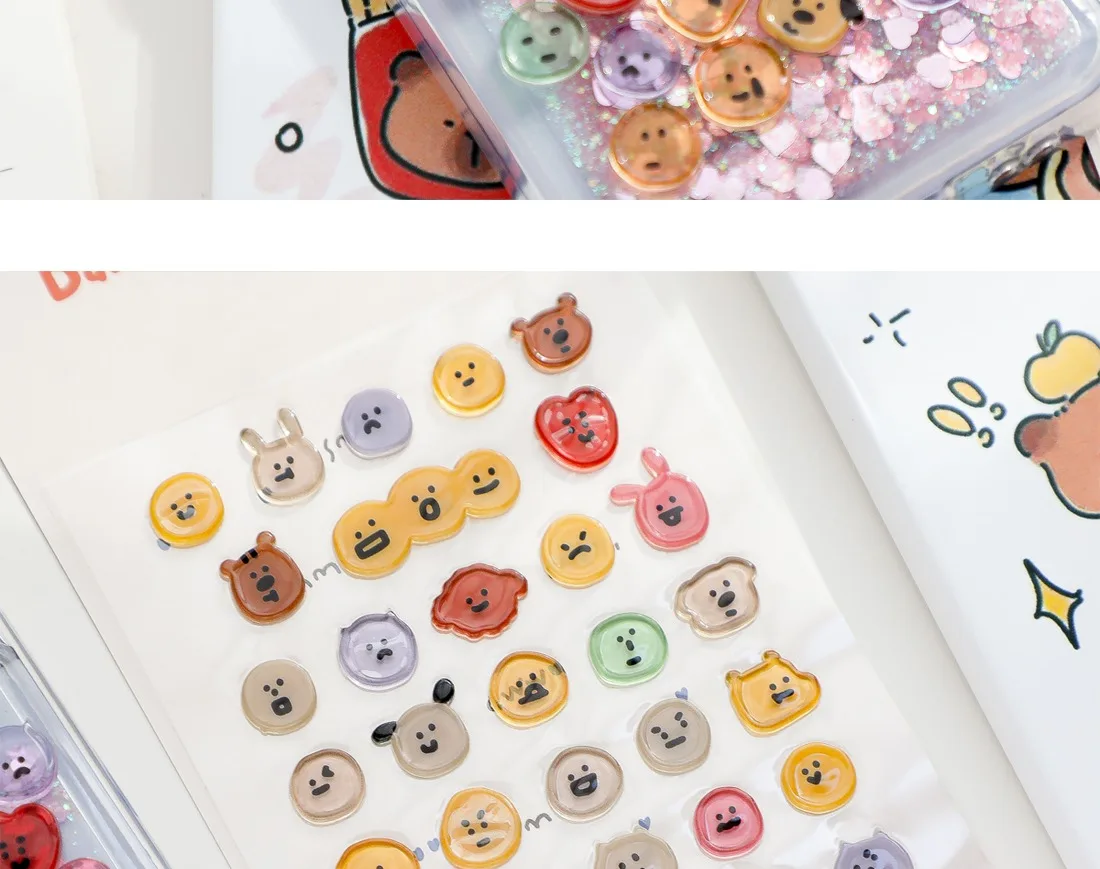 Koreanische 3D Smiley-Kristallaufkleber DIY Bastelbedarf BONITO Edelstein-Sticker für Scrapbooking, Junk Journal & Heimdekoration – Detail 7