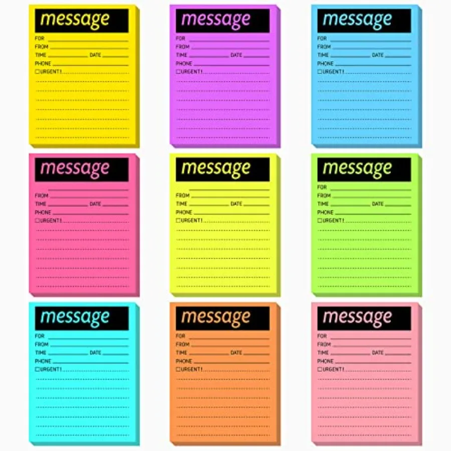 

9 Pieces Telephone Message Sticky Notes Pads 4 x 5 Inch Assorted Neon Colors Sticky Notes Urgent Self Stick Notepads for Work C