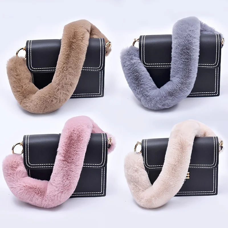 40/60/120cm Faux Rabbit Fur Replacement Bag Strap Crossbody For Handbag Shoulder Straps Handle For Women Winter Accessories R44